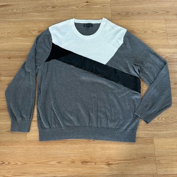 INC International Concepts Womens Colorblock Faux Suede Leather Sweater Sz XXL - Picture 1 of 7